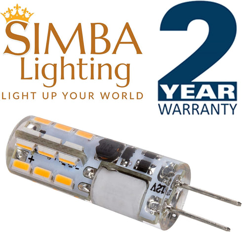 Simba Lighting LED G4 Bulb (5 Pack) 1.1W T3 10W Halogen Replacement, 12V AC/DC JC Bi-Pin Base, Soft White 3000K