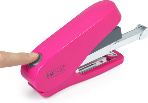 Rapesco 1468 Luna Hot Pink Stapler, 50 Sheet Capacity, Less Effort with 2000 Staples Included