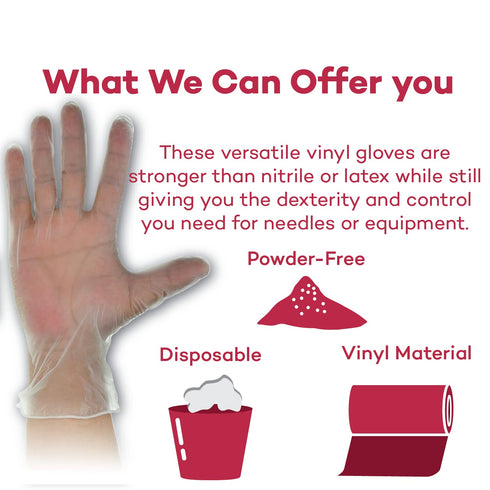 100 Dealmed Vinyl Exam Protection ct. Medium Medical, Kitchen, Disposable, Non-Irritating Latex Free