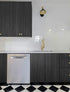 15.7"X118" Black Wood Wallpaper, Peel and Stick Fishbone Textured Contact Paper for Cabinet Decoration