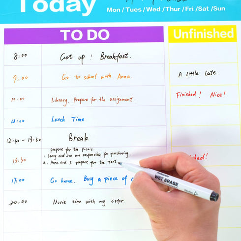 TWOHANDS Wet Erase Markers, Ultra Fine Tip 0.7mm, Low Odor Black Whiteboard Markers for Planning