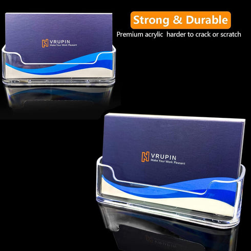 vrupin 4 Pack Acrylic Business Card Holder for Desk, Fits 30-50 Business Cards, Display Stand for Exhibition