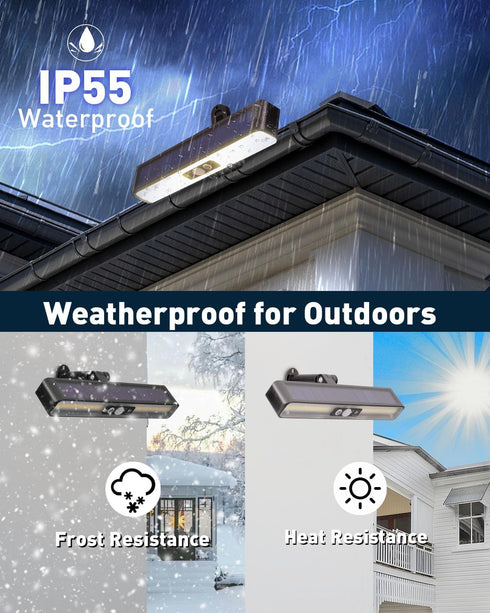 3 Modes,36 (2 Pack) ICEKO KN Clip On Solar Motion Lights Outdoor Waterproof, Solar Fence Lights Outdoor with Lighting