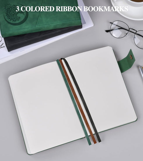 Blank Journal Notebook, A5 Hardcover Leather Sketchbook, 200 Pages Thick Blank Paper, 5.9" x 8.4"