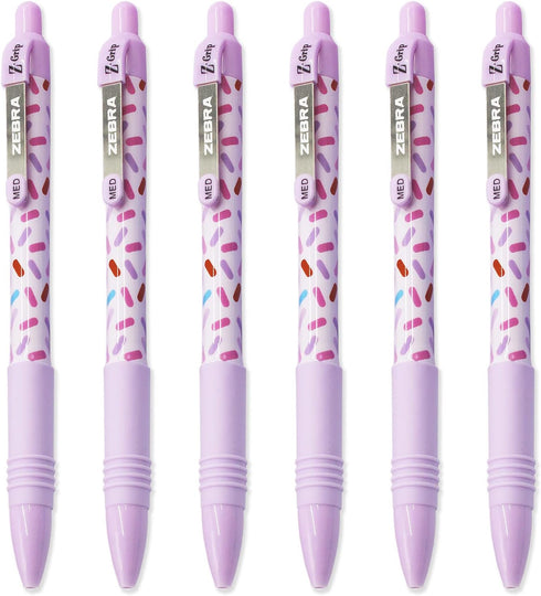 Zebra Z-Grip Smooth, Retractable Ballpoint Pen, Pack of 6, Black Ink, Sweetie Violet Barrel Design
