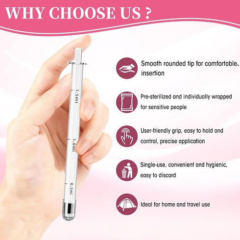 1.5ml 60 Pack Disposable Vaginal Applicator Injector Vaginal Cream Applicators with Dosage Measurements, Fit Most