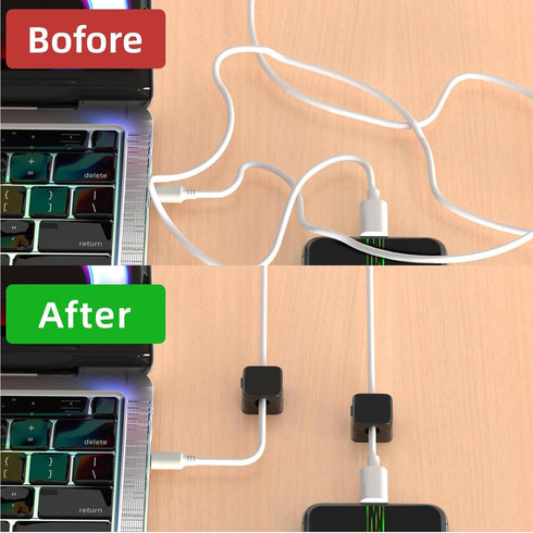 FOTN 6 Pack Magnetic Cable Clips - Strong Cord Holder Organizer for Desk/Nightstand/Bedside | Under Desk Wire