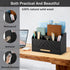 Black Wood Desk Organizer with Drawer, Bill Mail Organizer and File Holder for Office Supplies, Modern Desk Accessories
