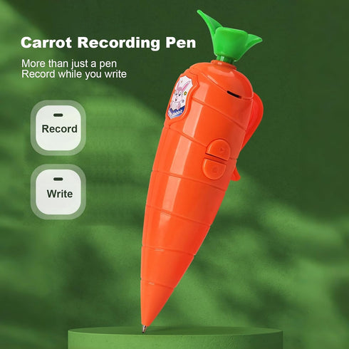 Snugeasy 60-Second (1PCS) Carrot Recorder Pen, Voice Recording Pen for Kids, Smooth-Writing Ballpoint Pens, Learning