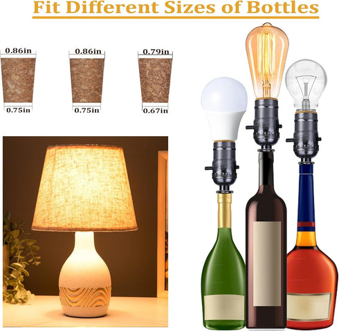 Bottle Lamp Kit with 9mm Glass Drill Bit, DIY Lamp Kit for Liquor Bottles, Slip on Socket, 8 Feet Power Cord