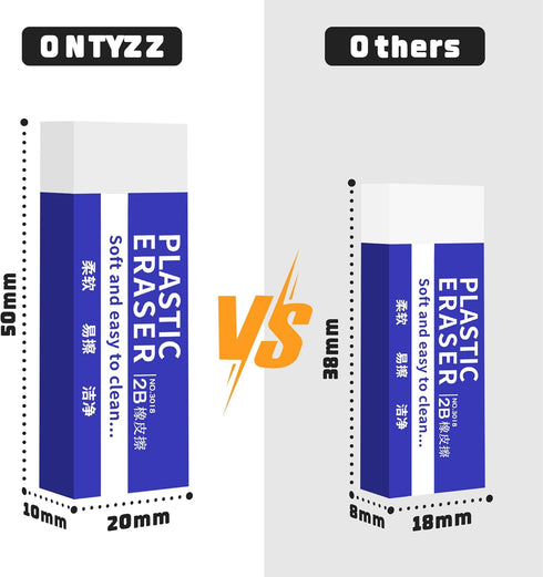 ONTYZZ 10 Pcs White Erasers, Soft Art Erasers, Large White Erasers for Office Writing and Drawing