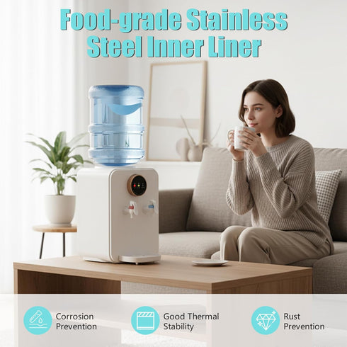 Lumicasaler Countertop 3-Temp Settings, 1.19 4.99 (White-2) Water Dispenser, Top Loading Water Cooler Dispenser