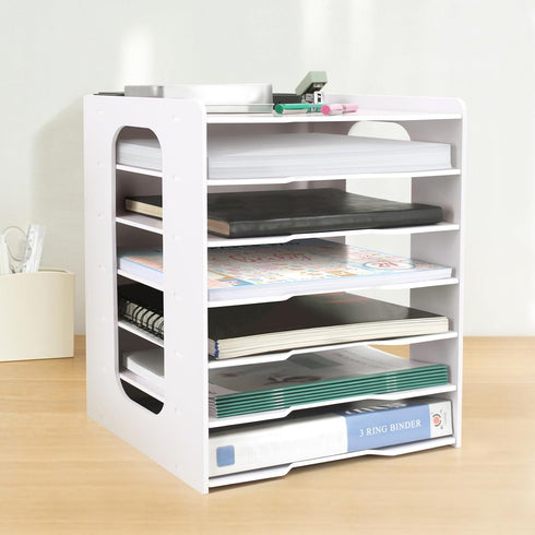 SONGWAY Scrapbook Paper Organizer 12x12, 7 Tier File Organizer for Desk, Stackable Paper Storage, Desktop Paper Storage