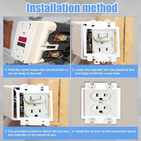 8pcs BE2-8 (2 Gang) Electrical Outlet Box Extender, Double Gang Extender with 32pcs Screws, Heavy Duty Plastic