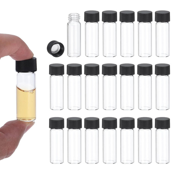 PATIKIL 4ml Clear Glass Vials, 100 Pack Leak-Proof Sample Vials with Screw Cap for Lab
