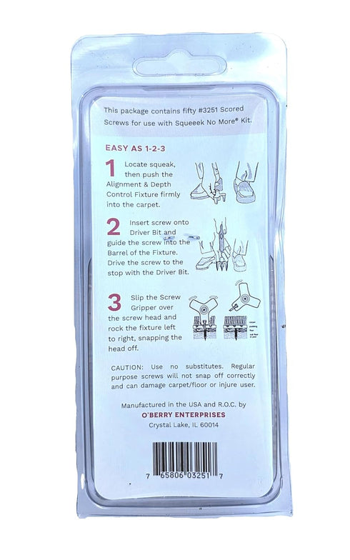 O'BERRY Enterprises 3251 Squeak Replacement Screw, 50 Count