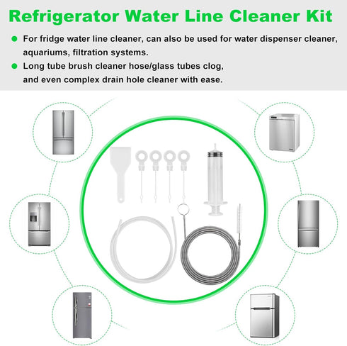 BZTT 8 PCS Refrigerator Drain Cleaning Tool - Fridge Water Line Cleaner Kit with Long Tube Brush Cleaner, Water