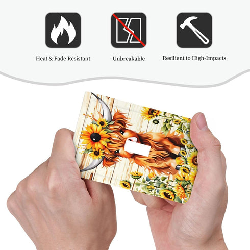 HTSAHKV 3 5 Inch Sunflower Highland Cow Wall Plate Light Switch Cover Single Gang Outlet Faceplate Print Plate Cover X