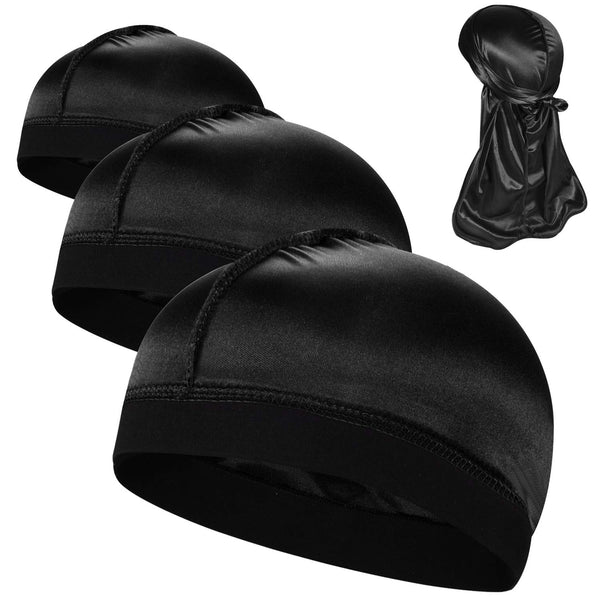 3PCS Silky Stocking Wave Caps, Compression Cap for Men Doo Rag, Award 1 Durag, Regular Style