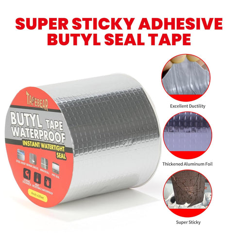 Butyl Tape Waterproof Sealing Tape 4inch x16feet, Upgraded Aluminum Foil Tape Heavy Duty for RV Repair, Awning, Window, Glass & EDPM Roof Leak Patching, Boat and Pipe Sealing, Silver