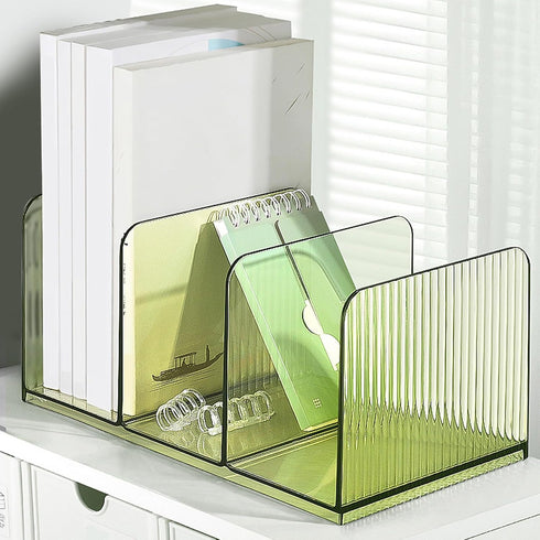 Ekoama 3 Acrylic Book End for Shelves Compartments Bookend Desk Books Stopper Magazine Stand Space Saving Desktop