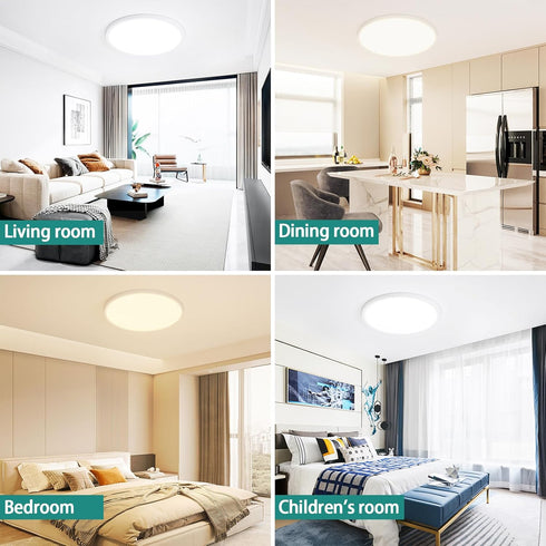 12Inch 24 2400 Dimmable, 3-CCT (3000K/4000K/6000K), LED Flush Mount Ceiling Light W LM Changeable Ultra-Thin Modern