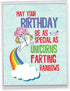 NobleWorks - Unicorns and Rainbows - Funny Magical Animal Birthday Greeting Card with Envelope (Big 8.5 x 11 Inch)