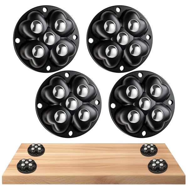 4PCS Black Self Adhesive Mini Caster Wheels for Furniture, Kitchen Appliances Stick