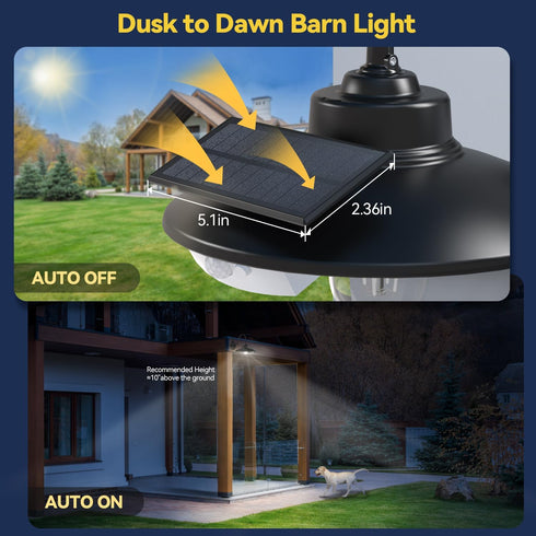 3 APONUO Solar Barn Light with Lighting Modes, Motion Sensor, Waterproof Rustic Vintage Gooseneck Solar Shed Light