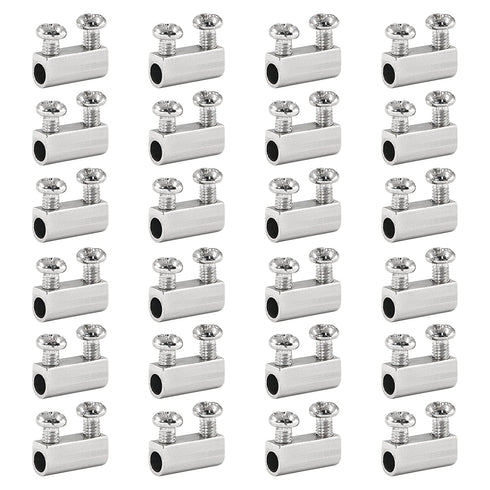 24 Pcs Stainless Steel Wire Rope Cable Clamp, Adjustable New Upgrade Double Hole Wire Rope Fastener