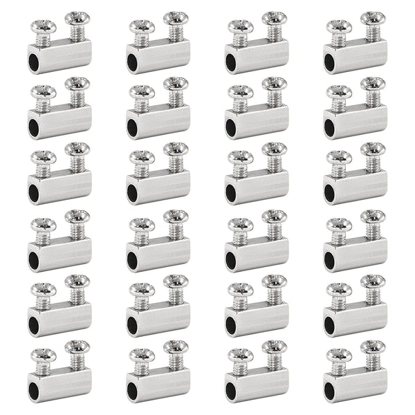 24 Pcs Stainless Steel Wire Rope Cable Clamp, Adjustable New Upgrade Double Hole Wire Rope Fastener