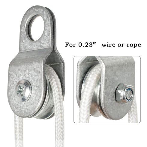 10 Pack Small Snatch Cable Pulley Block - 6mm / 0.23 Inch Wire Rope, Single Pulley Wheel Bearing, Load 70 LB