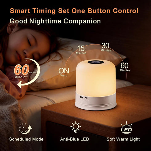 Generic 3 1 Portable Night Light, USB Rechargeable Small Desk Lamp, Brightness & Remote, Touch Bedside Cordless Table