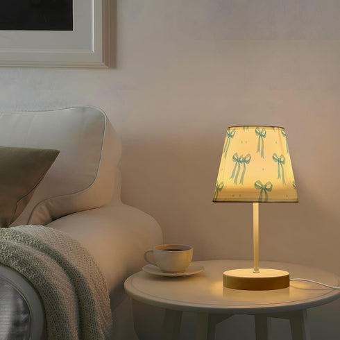 3 ALAZA Table Lamp Blue Bows White Bedside Lamp for Bedroom LED Nightstand Desk Lamp with USB Port, Way Temperatures