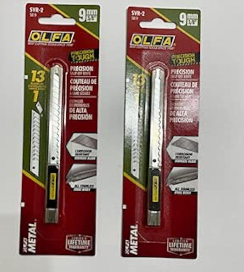 O L F A 5019 SVR-2 9mm Stainless Steel Auto-Lock ( 2 PACK) by OLFA