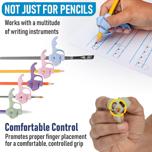 6 Pack 5-Finger NEW! Five Finger Pencil Grip Pencil Grips for Kids Handwriting, Silicone Pencil Holders, Comfortable