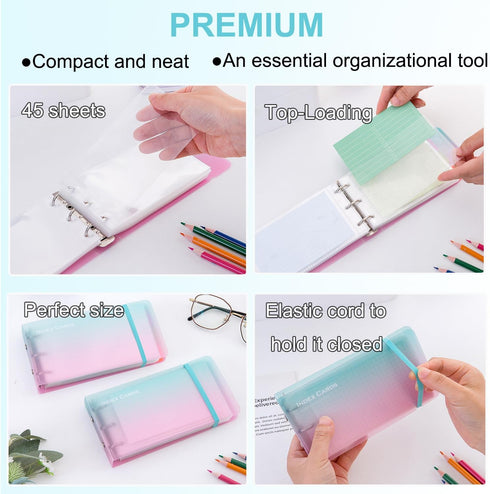 MANWU 35 (2pcs index card Binder organizer with Plastic pocket Sleeves, small organized folder for recipes