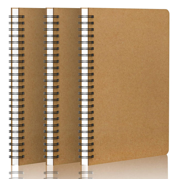 EUSOAR Dotted Spiral Notebook, A5 3-Pack, 5.5"x8.3", 120 Pages, Hardcover Wirebound for Journaling