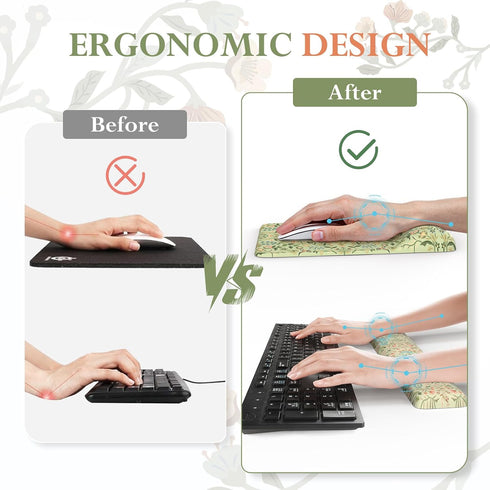 iCasso Set,Ergonomic Mouse Pad with Wrist Rest,Large Desk Mat Keyboard Pad with Wrist Support,Non-Slip Mouse Mat