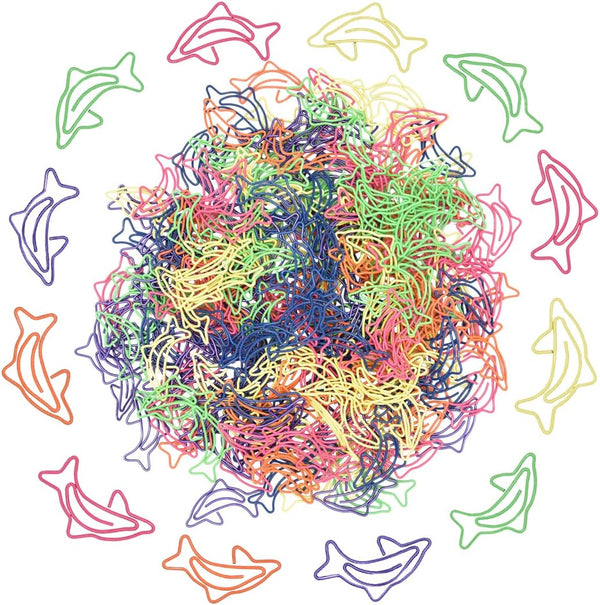 Gullor 100 Pieces Cute Shark Shape Paperclips, Memo Clips, Shaped Bookmarks