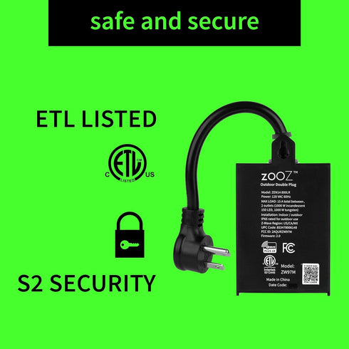 Zooz 800 Series Z-Wave Long Range Outdoor Double Plug ZEN14, Hub Required for Home Assistant and Hubitat