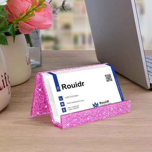 Rouidr Business Card Holder for Desk, Acrylic Display Stand, 3 Pack Name Card Organizer for Office Desktop, School,