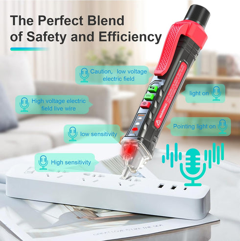 Voice broadcast voltage tester,Non Contact Voltage Tester,12V-1000V/48V-1000V Dual Range,electrical tester,Efficient Live/Hot Wire Tester,Wire Breakpoint Finder,Voltage tester with LED flashlight