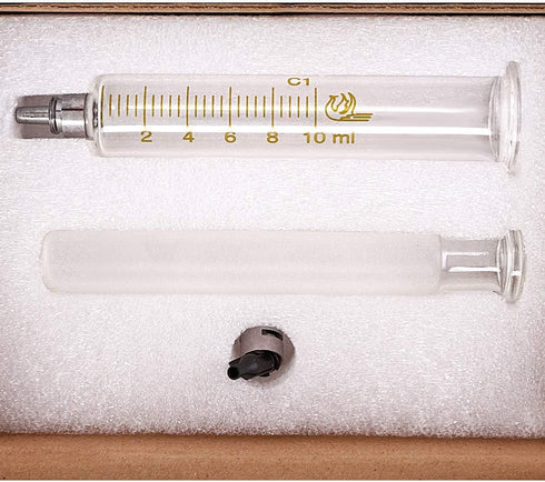1 Pack Glass Syringes with Caps, 10cc/ml for Laboratory Use