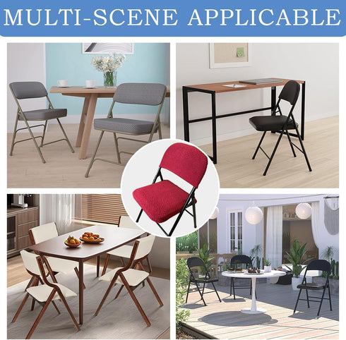 Daunkang 2Pcs Armless Set 1 Folding Chair Cover Stretch Split Office Computer Chairs Slipcovers Jacquard Foldable Desk