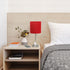 19.5" Oslo Contemporary Bedside Power Outlet Base Standard Metal Table Desk Lamp in Brushed Steel with Red Drum Fabric