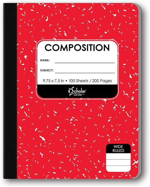 iScholar Composition Book, Wide Ruled, 9.75 x 7.5 Inches, 100 Sheets, Cover Color May Vary