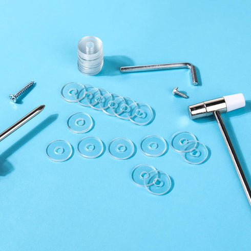 30 Pack 3/4 Inch Clear Plastic Washers, Flat Vinyl Replacement Parts for Glass Shower Door Handle and Towel Bars