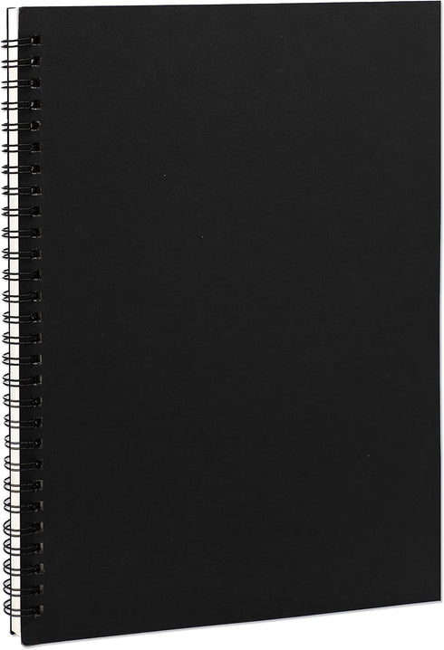 DSTELIN Blank Spiral Notebook, 10 inch x 7.5 inch, 100GSM, Soft Cover, 120 Pages / 60 Sheets, 1-Pack (Black)