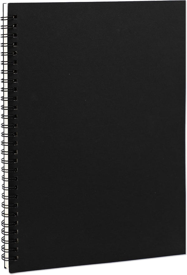 DSTELIN Blank Spiral Notebook, 10 inch x 7.5 inch, 100GSM, Soft Cover, 120 Pages / 60 Sheets, 1-Pack (Black)